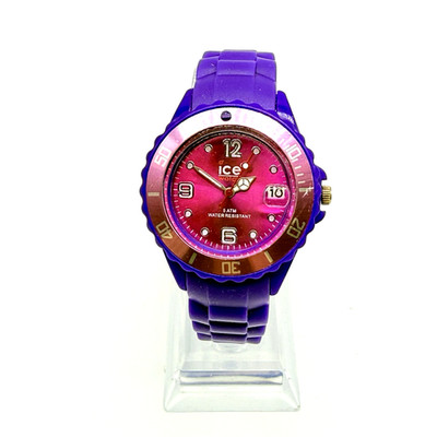 Original ICE WATCH Damen lila & rosa Datum Uhr mit neuer Batterie Taucherstil