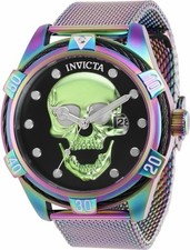 Invicta Bolt Skull 46mm Iridescent Green 3D Skull Dial Mesh Watch 37450