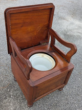 Bedside Commode Convertible Toilet Primitive w Armrests Chamber Pot Stool Bench