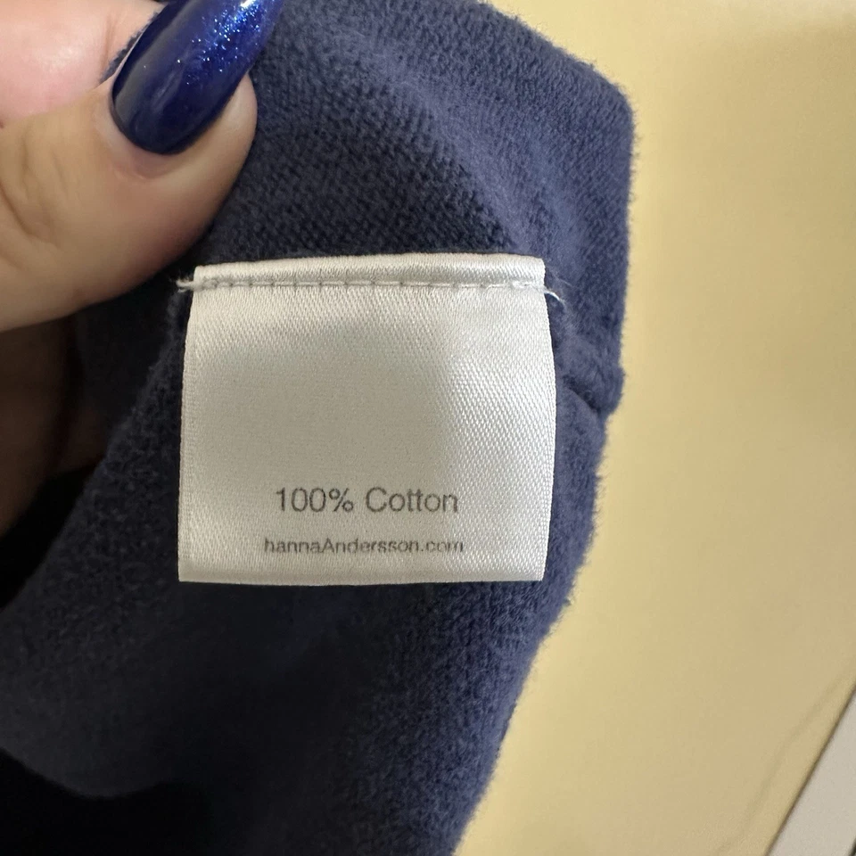 Hanna Andersson Girls Size 8 Navy Multicolored Pom Pom Cotton Sweater Dress - Image 4 of 4