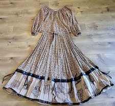 Vintage 70s Chessa Davis Skirt Set Prarie Brown Medium