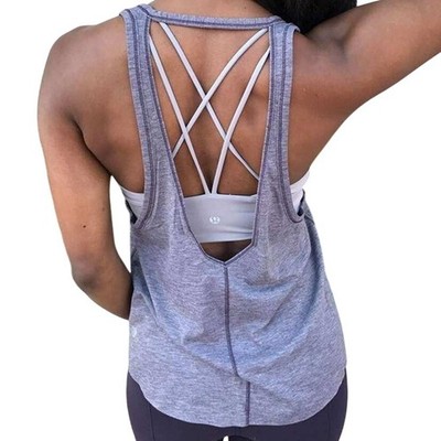 Lululemon Athletica Intended Heather Black Currant Tank Top 17.5-20'' pit to pit