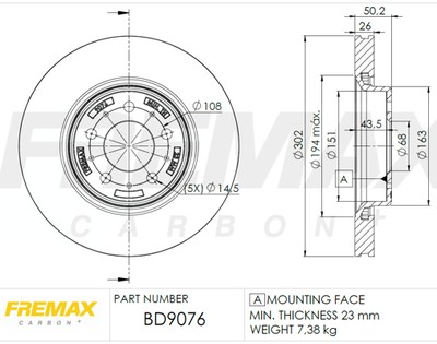 FREMAX BD-9076 Brake Disc for VOLVO