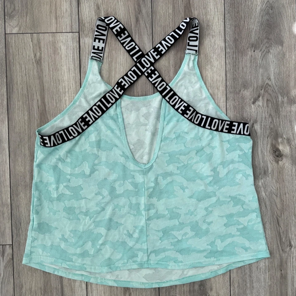 Camiseta sin mangas atlética para mujer XXL como nueva camuflada espalda cruzada correas de amor gimnasio entrenamiento Foto 3 de 4