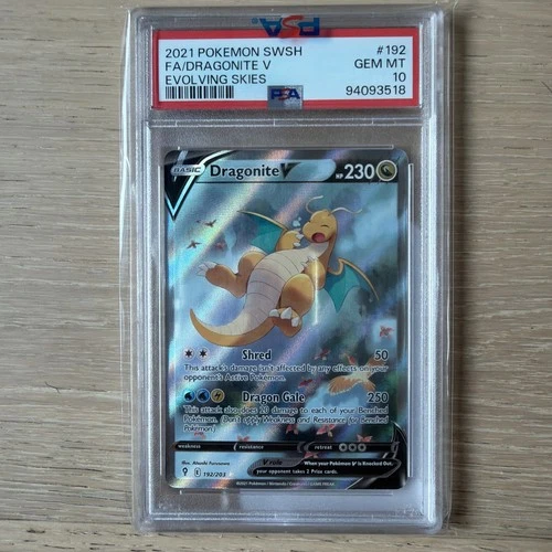 Dragonite V (Alternate Full Art) 192/203 SWSH07: Evolving Skies Holo PSA 10