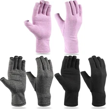 Geyoga 3 Pairs Fingerless Arthritis Compression Gloves for Hand Pain Relief M