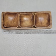 SQ Handcrafted Wood Four-Piece Bowl Set Square Rectangular Brown
