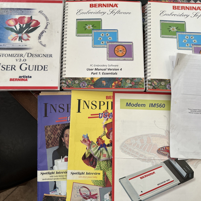Bernina Artista 200 Customizer/Designer User Guide Embroidery Books