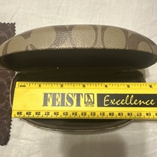 COACH Signature Monogram Brown Hard Clamshell Sunglasses Eye Glasses Case