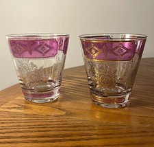 Georges Briard Signed 22K Gold  Purple Design Extremely Rare Glasses Glassware