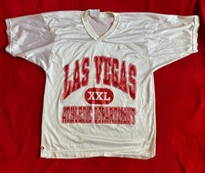 LAS VEGAS V NECK WHITE JERSEY TSHIRT MENS WOMENS UNISEX S ** Made in USA