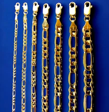 10K Yellow Gold SOLID Figaro Necklace Bracelet Chain Italian Real 2-11mm 7"-30"