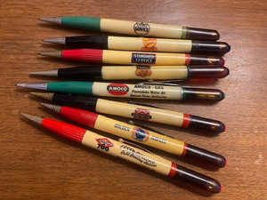 8 Vintage OIL TOPPER  Mech Pencils  (AMOCO, DIAMOND 760, PHILLIPS 66, STANDARD)