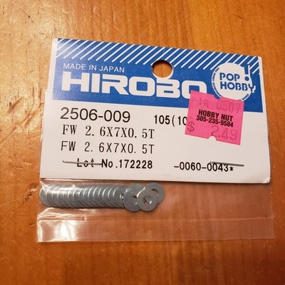 HIROBO  ''Shuttle'' FW (Flat Washer) 2.6x7x0.5T,  Part # 2506-009