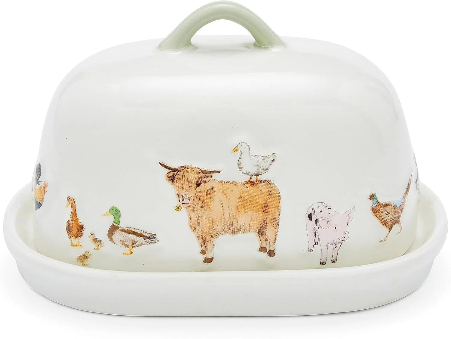 NEW Cooksmart Buttercup Farm Ceramic Lidded Butter Dish Kitchen Stoneware 🧈🐮🌾