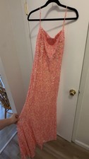 Fashion Nova pink sequin maxi dress with floral embroidery, size L