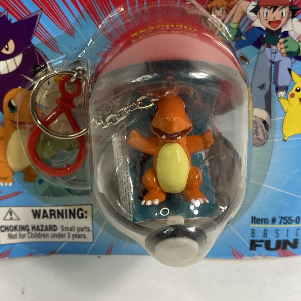 Pokemon Vintage Charmander Pokeball Keychain New Sealed 1999 Basic Fun Retro - Image 4 of 4