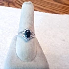 Vintage Dark Blue Sapphire Oval 925 Sterling Silver Filigree Ring Size 8