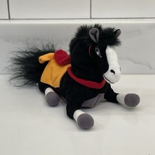 Disney Store Mulan Khan Black Horse Bean Bag Plush Stuffed Toy Small