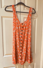 American Eagle Sun Dress Size Medium Orange Floral Sleeveless