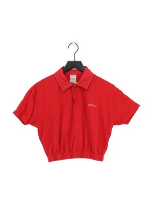 Iets Frans Damen Top XS Rot 100% Baumwolle Kurzarm Kragen Cropped