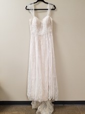 Melissa Sweet Champagne Beaded Off Shoulder Mermaid Style Wedding Dress Size 10