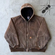 Carhartt J130 DKB brown hooded work wear jacket 3XL