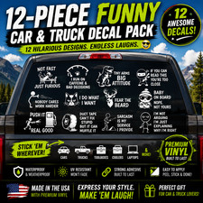 Funny Car Truck Decal Pack 12pc Funny Vinyl Stickers Funny Car Truck Decal Pack 12pc Funny Vinyl Stickers