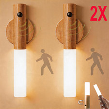2XMotion Sensor LED Night Light Magnetic Wall Lamp USB Rechargeable Stick-On LED
