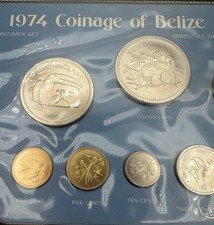 1974 Coinage of Belize 8 Coin Uncirculated Specimen Set Franklin Mint!!!