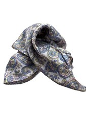 Vintage Paisley Floral Square Scarf One Size Red Blue Lightweight Wrap