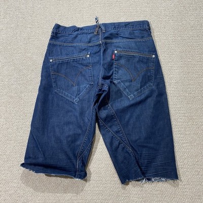 Levis Engineered Shorts Herren 34 x 14 blau abgeschnitten verdreht Denim USA
