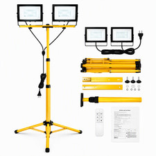 LED Baustrahler mit Stativ 2x200W Strahler Scheinwerfer Au&szlig;en Arbeits Flutlicht