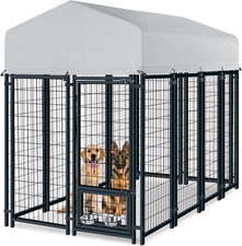 Outdoor Dog Kennel for Large Dogs, Heavy Duty Welded Wire Steel Dog Playpen