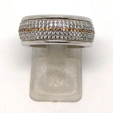 .925 Sterling Silver Micropave White and Yellow Cubic Zirconia Band