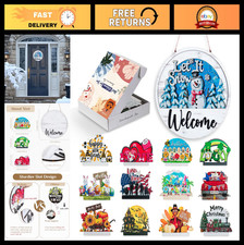 Interchangeable Welcome Sign for Front Door - 13pcs Winter Decor, Seasonal Wreat