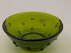 Blenko Glass Brutalist Green Bowl 6.25” Diameter Hobnail Studded w/ STICKER