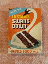 Vintage Junior Size Instant Swans Down Devils Food Cake Mix Empty Box Childs Toy