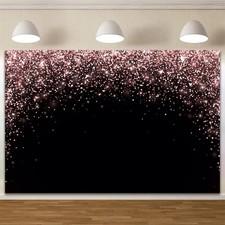 ZJRBJB 12x10ft Rose Gold and Black Backdrop Pink Glitter Bokeh Backdrop for G...