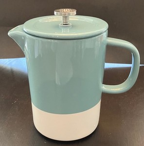 La Cafetiere Barcelona Ceramic French Press Coffee Maker Blue and Cream