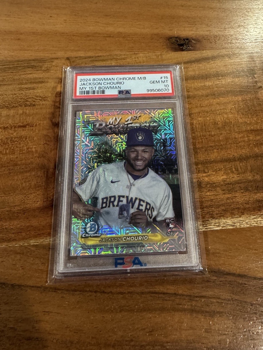 Jackson Chourio 2024 Topps Bowman Chrome My 1st Mojo Refractor Rookie RC PSA 10