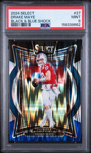 2024 Panini Select - Concourse Drake Maye #27 Black & Blue Shock Prizm (RC)