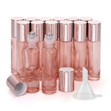 Kesell 14-Pack 10ml Glass Roller Bottles for Essential Oils 10ml, Clear pink