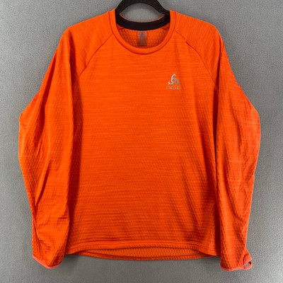 Odlo Run Easy Warm Midlayer Honeycomb Fleece Mens L Orange Lightweight Warm
