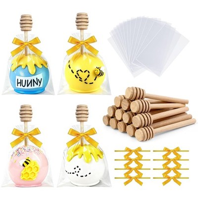 24 Sets Cake Pop Sticks and Wrappers Include Honey Sticks, Cake Pop Bags with...