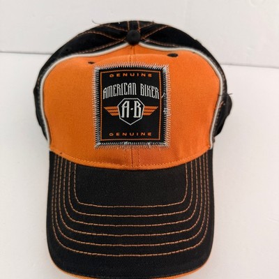 American Biker Hat Orange Casual Orange Cap Hat Adjustable Hat Orange Adult Hat