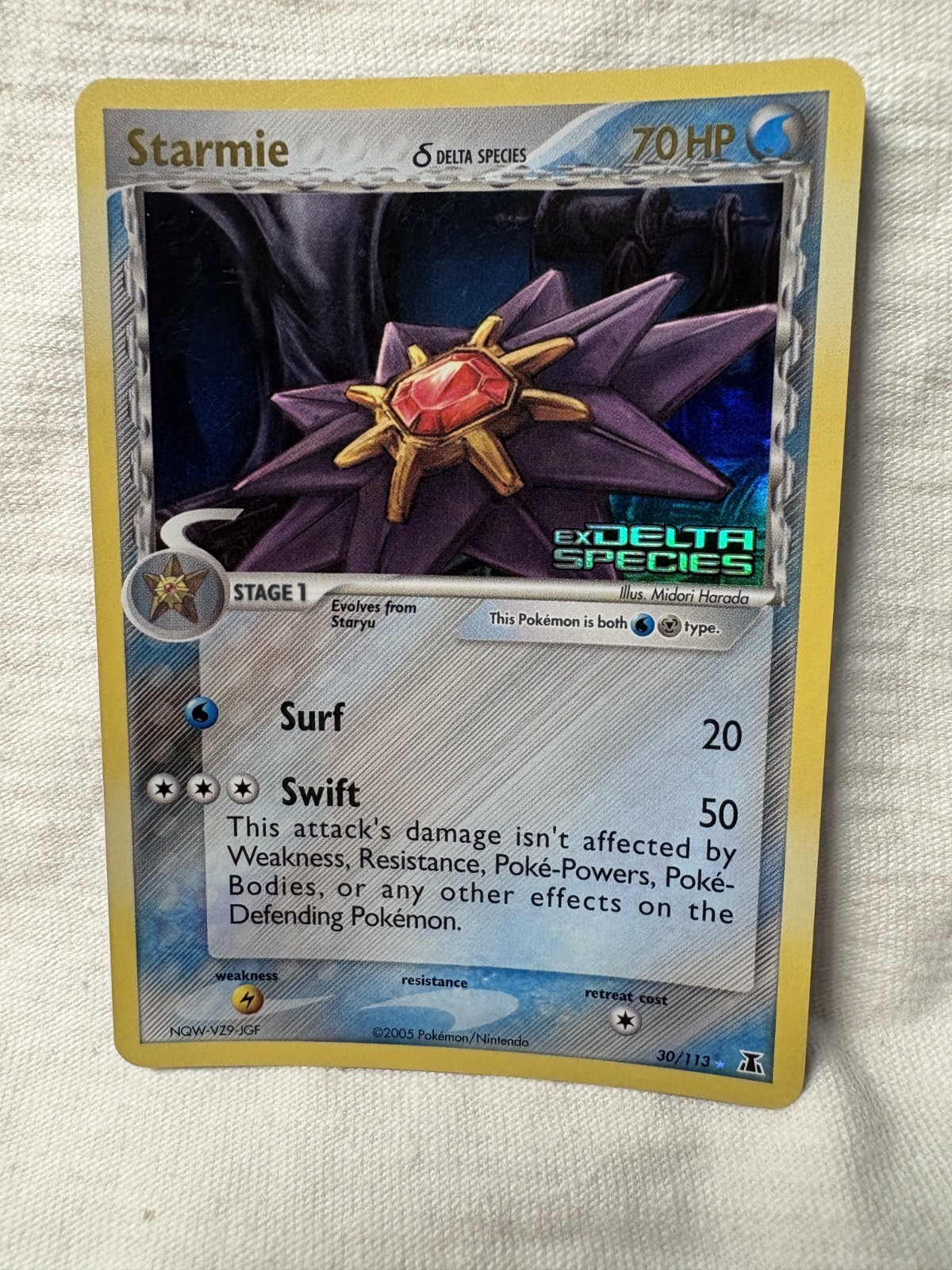 Starmie 15/113 EX Delta Species Reverse Holo ex Delta Species Stamped MINT NP