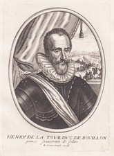 Henri de La Tour dAuvergne duc Bouillon Prinz Herzog Portrait Kupferstich 1650.