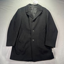 RALPH Ralph Lauren Overcoat Mens 42L Black Wool Cashmere Trench Top Coat Jacket