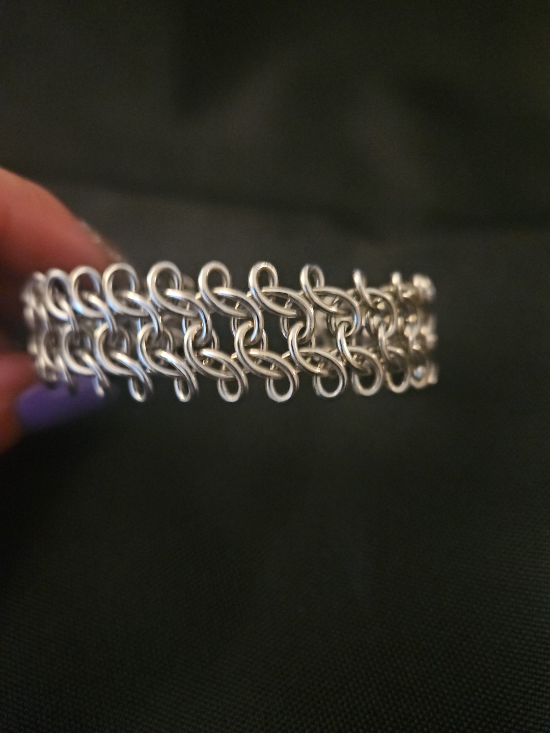 Adjustable Silver Tone Mesh Cuff Bangle Bracelet - image 3